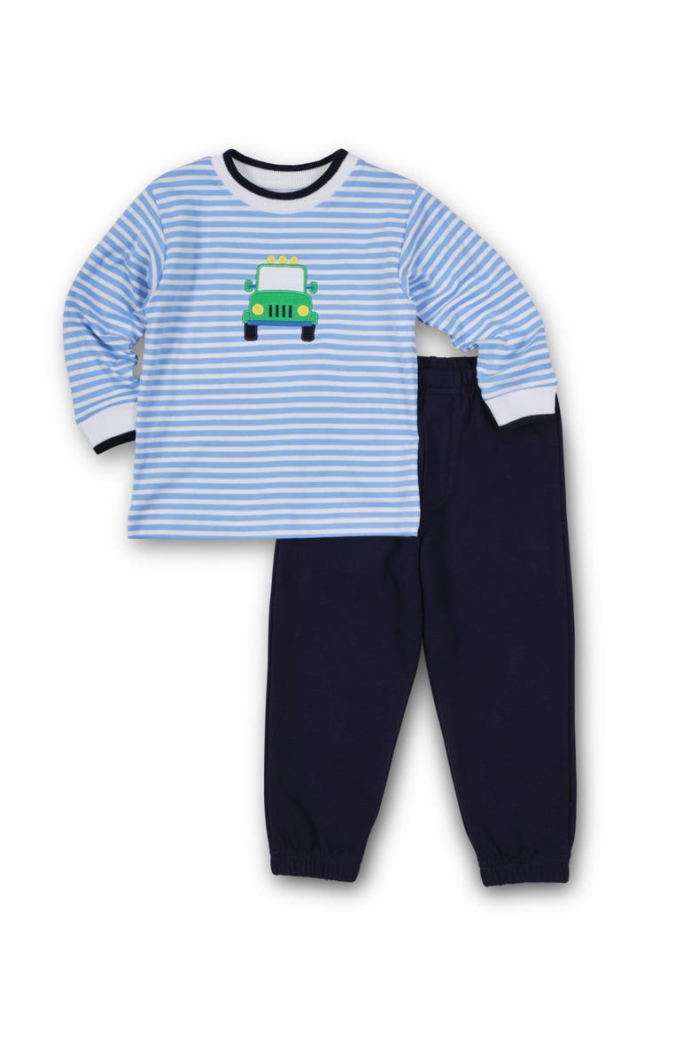 Stripe Knit Shirt With Safari Jeep, Alternate, color, Light Blue, White, Green