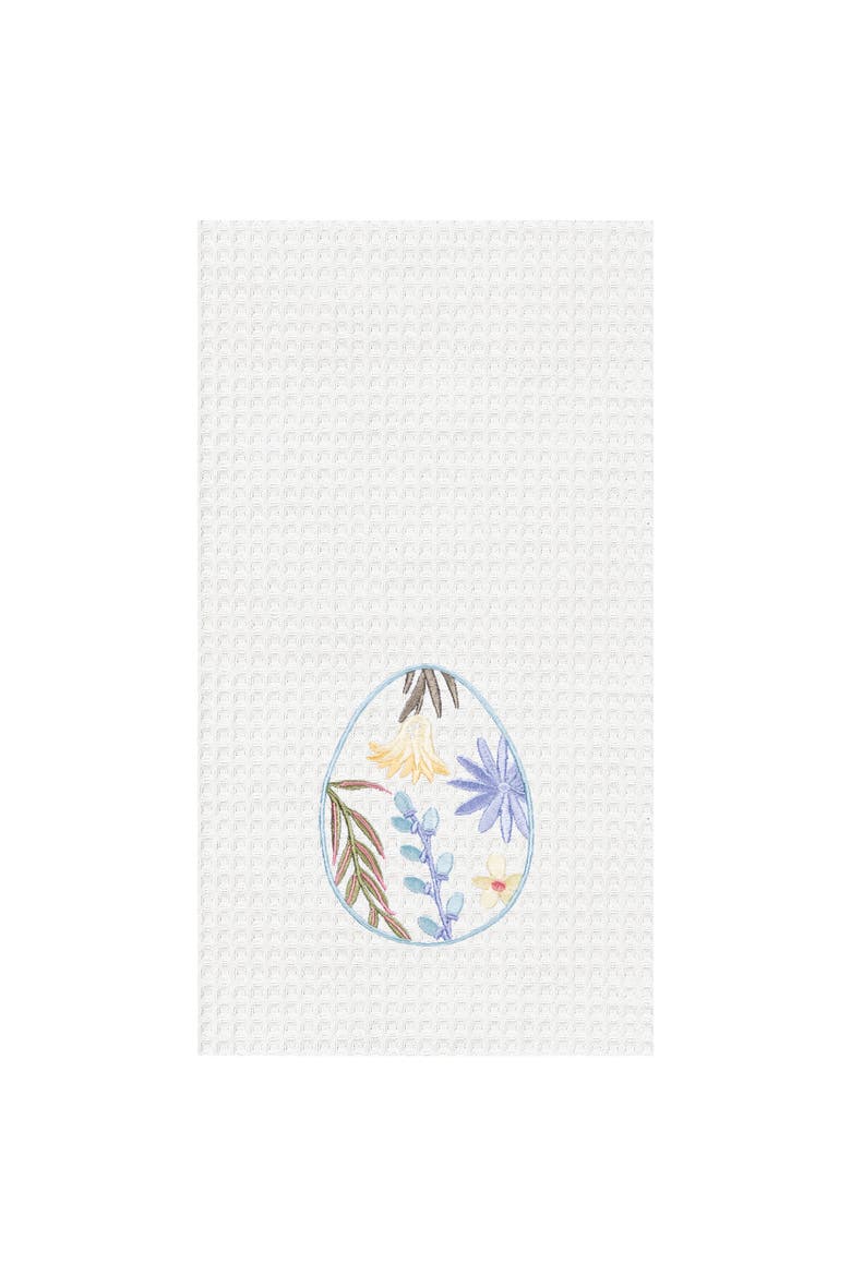 Floral & Vine Easter Egg Kitchen and Bathroom Embroidered Waffle Hand Towel, Main, color, Blue