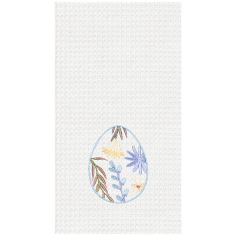 Floral & Vine Easter Egg Kitchen and Bathroom Embroidered Waffle Hand Towel