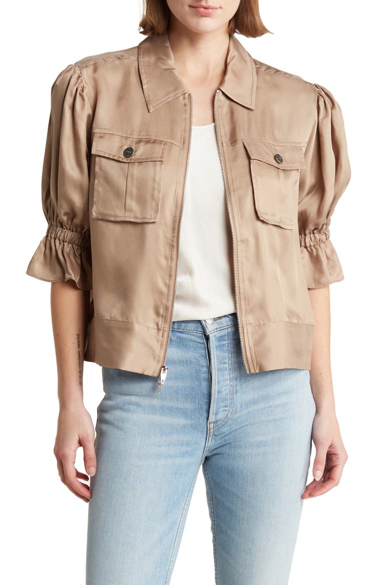 Holly Ruffle Sleeve Jacket, Main, color, PEWTER