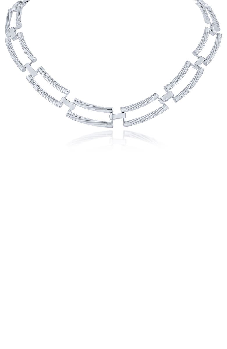 JARDIN Textured Chain Necklace, Main, color, Silver