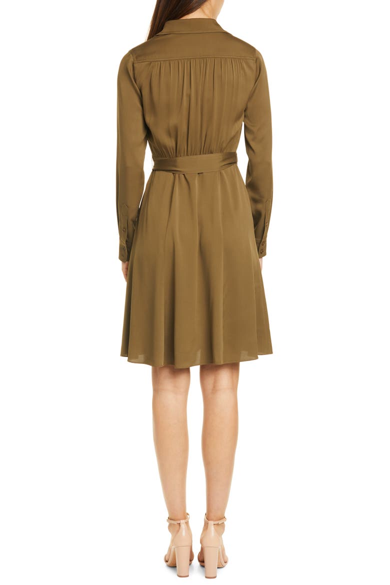 Dory Long Sleeve Stretch Silk Shirtdress, Alternate, color, TERRA