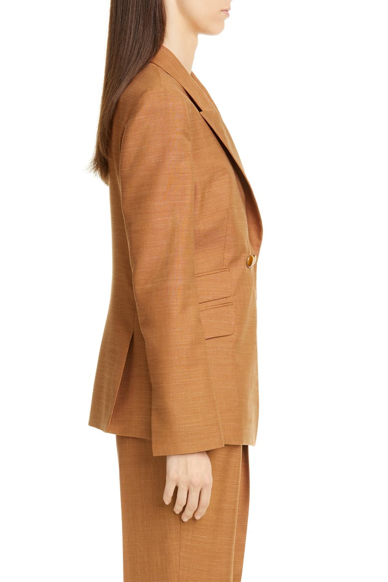 Rose Double Breasted Wool Blend Jacket, Alternate, color, TOBACCO