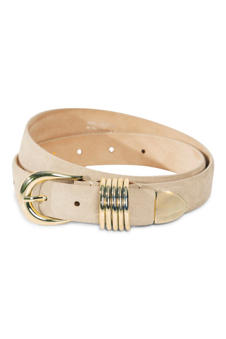 Hollyhock Suede Belt, Alternate, color, BEIGE/ GOLD