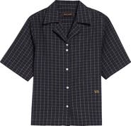 Wales Bonner London Windowpane Check Stretch Linen Bowling Shirt