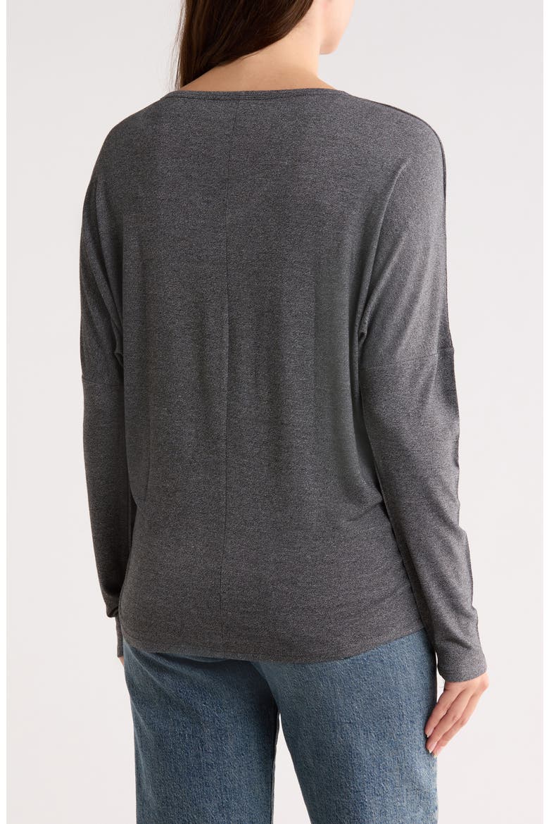 V-Neck Dolman Sleeve Sweater, Alternate, color, CHARCOAL PRINT 1
