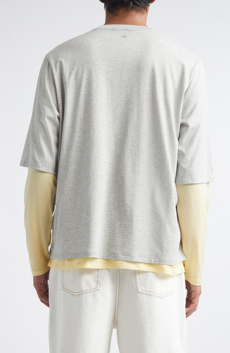 AMI PARIS Ami de Coeur Embroidered Layered Long Sleeve Cotton T-Shirt, Alternate, color,
