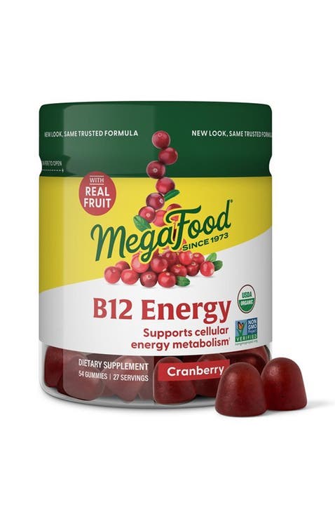 Vitamin B12 Energy Gummies for Kids, Teens & Adults, Usda Organic, 70 Cranberry Gummies