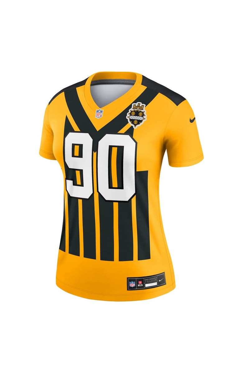 Nike Women's Nike T.J. Watt Gold Pittsburgh Steelers Alternate 1933 Throwback Legend Player Performance Top, Alternate, color, Gold