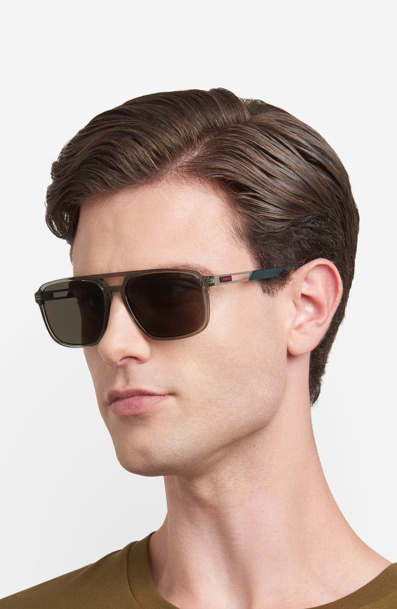 BOSS 58mm Navigator Sunglasses, Alternate, color, Green/ Grey