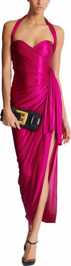 Flowing draped interlock jersey dress