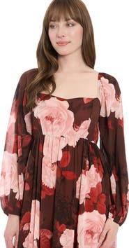 London Times Bishop Sleeve Smocked Back Maxi Dress