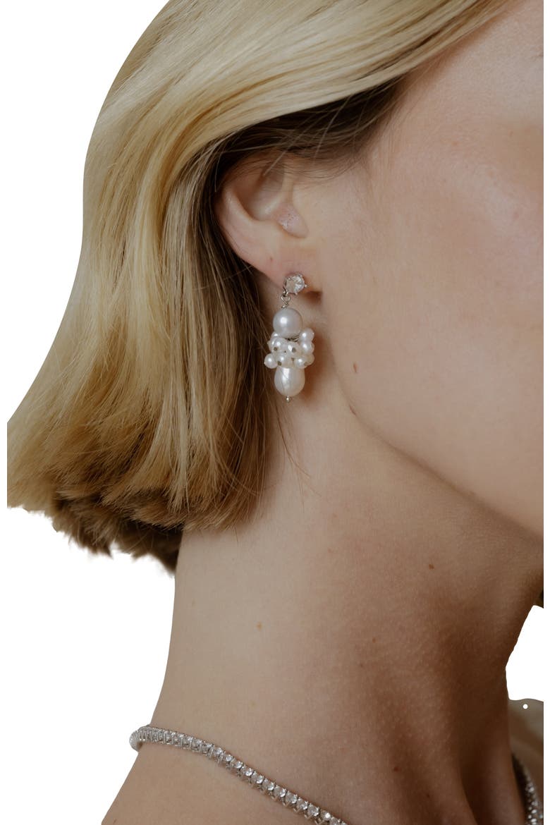 Sydney Pearl Drop Earrings, Alternate, color, Silver