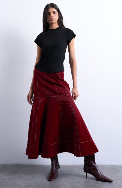 Fitted Curved Hem Stretch Cotton Rib T-Shirt