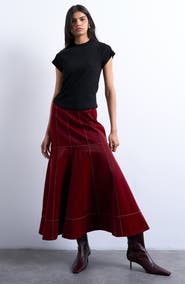 Topshop Fitted Curved Hem Stretch Cotton Rib T-Shirt