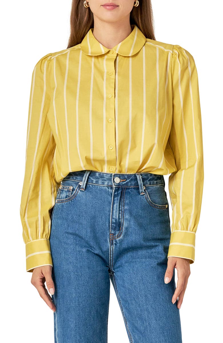 English Factory Stripe Stretch Cotton Button-Up Shirt, Main, color, 