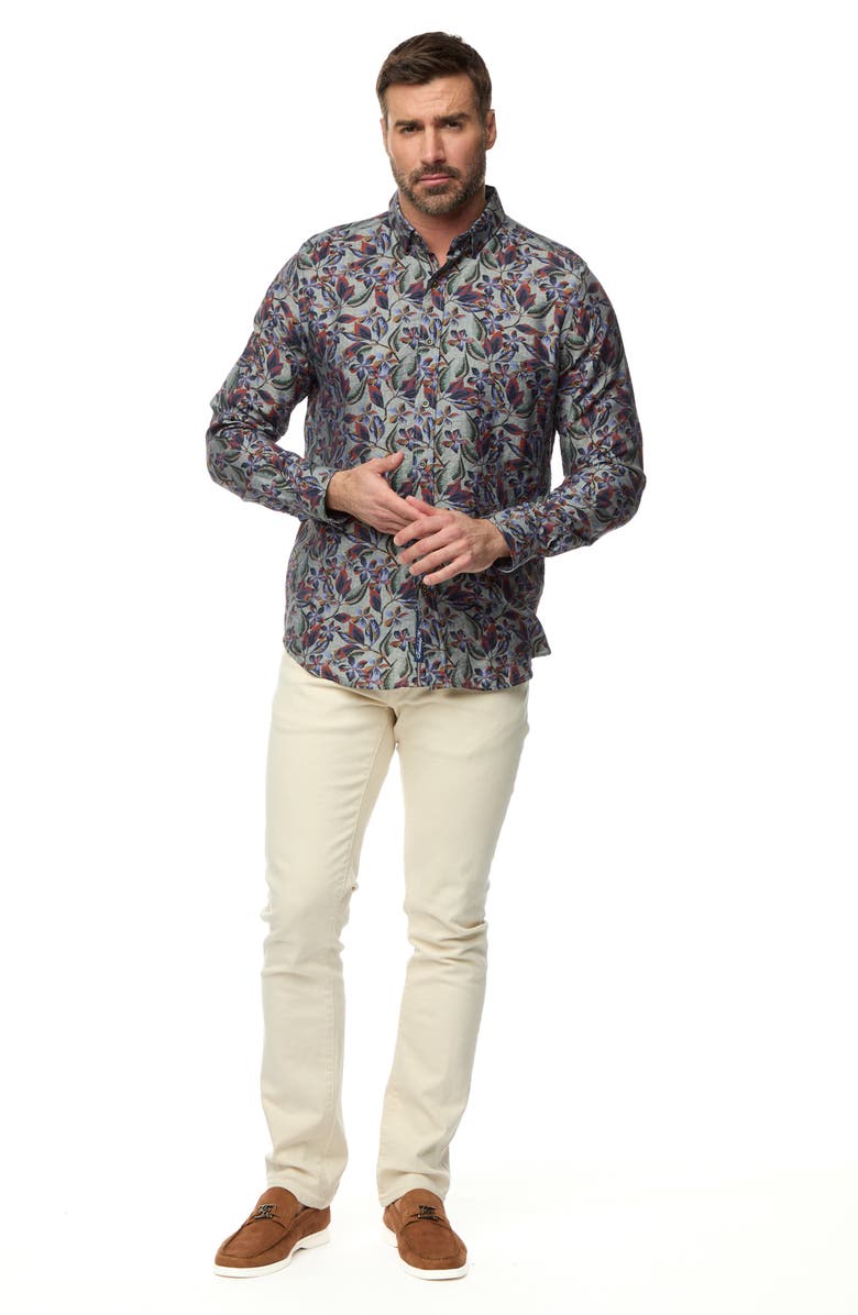Robert Graham Ziton Tailored Fit Floral Cotton Button-Up Shirt, Alternate, color, Multi