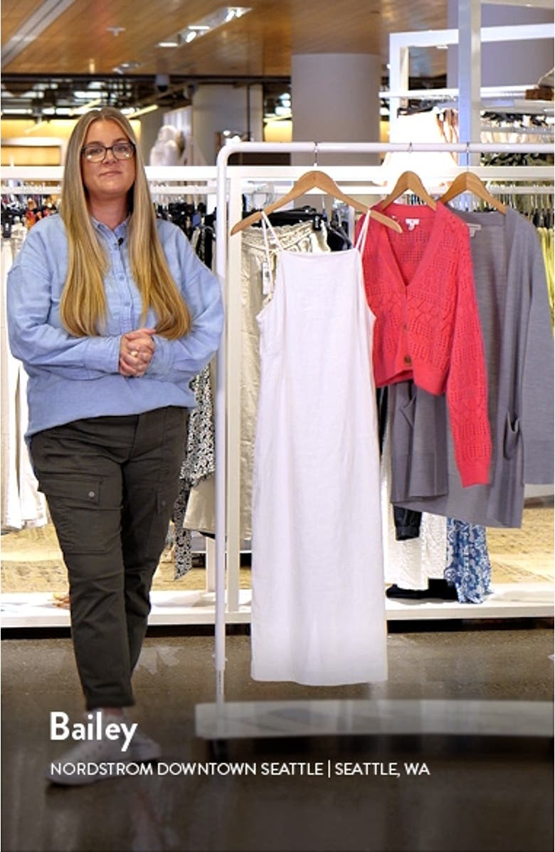 Square Neck Linen Midi Dress, sales video thumbnail