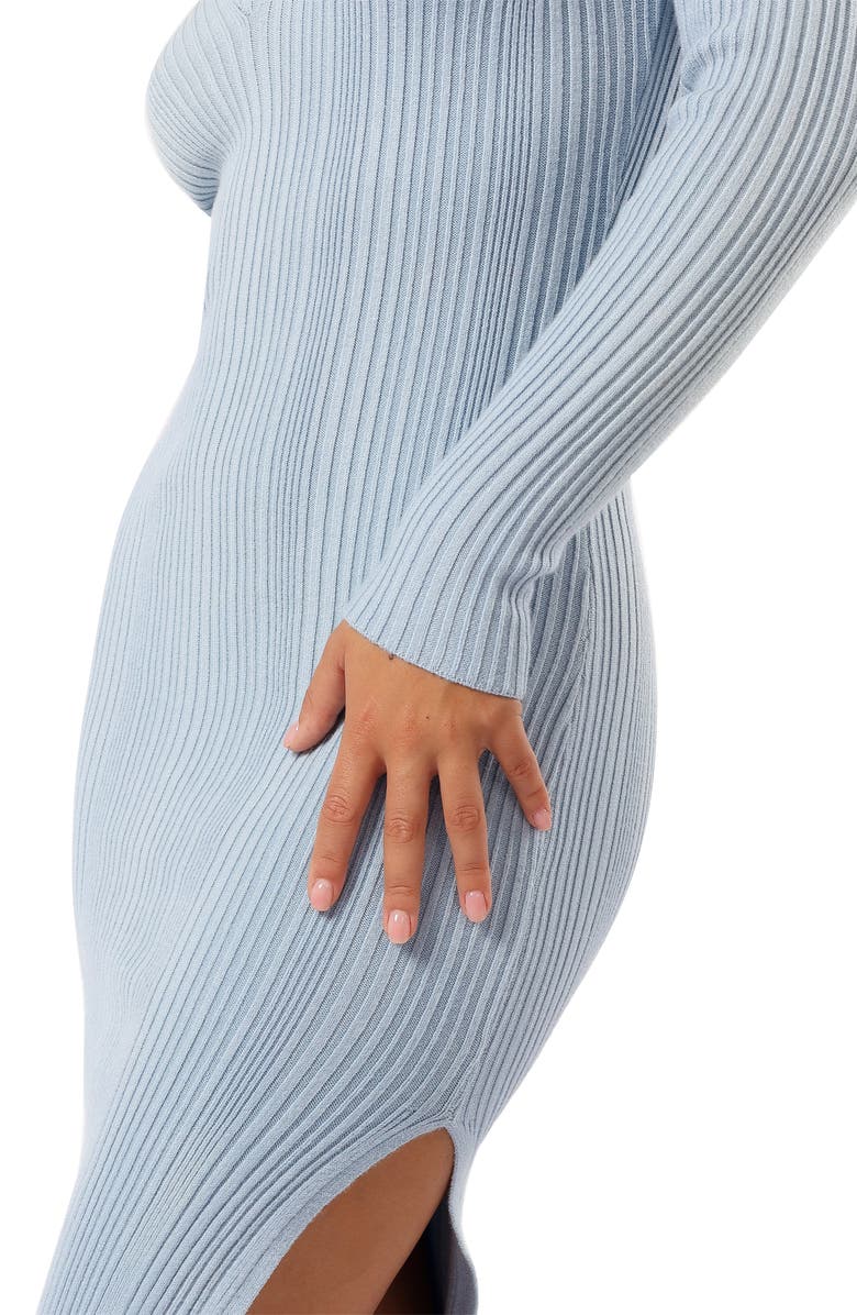 Petal & Pup Mattie Long Sleeve Rib Maxi Dress, Alternate, color, Blue Grey