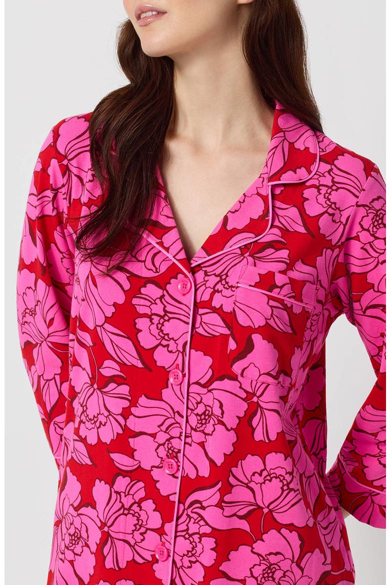 Stretch Cotton Cropped Pajamas, Alternate, color, ISABELLA FLORA PINK
