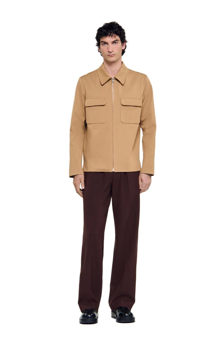 SANDRO Zip-up pocket jacket, Main, color, Camel