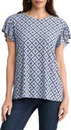 Jones New York Print Flutter Sleeve Top