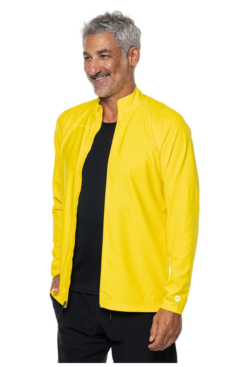 Coolibar Men's Long Sleeve Swim Jacket, UPF 50+ Sun Protection, Menorca, Alternate, color, Bold Yellow