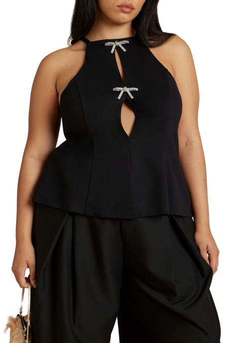 Bow Detail Halter Top (Plus Available)
