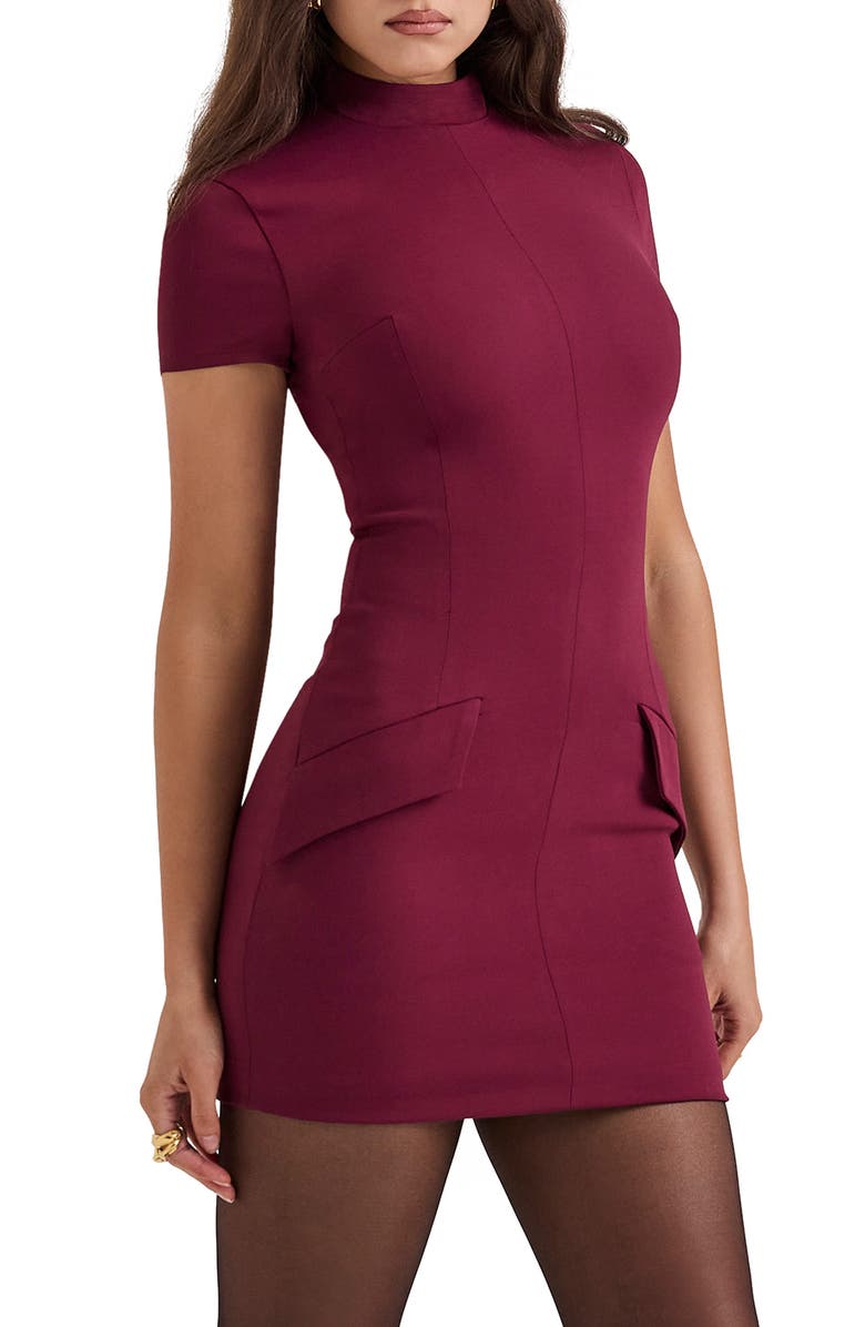 HOUSE OF CB Alia Mock Neck Body-Con Minidress, Alternate, color, Mulberry