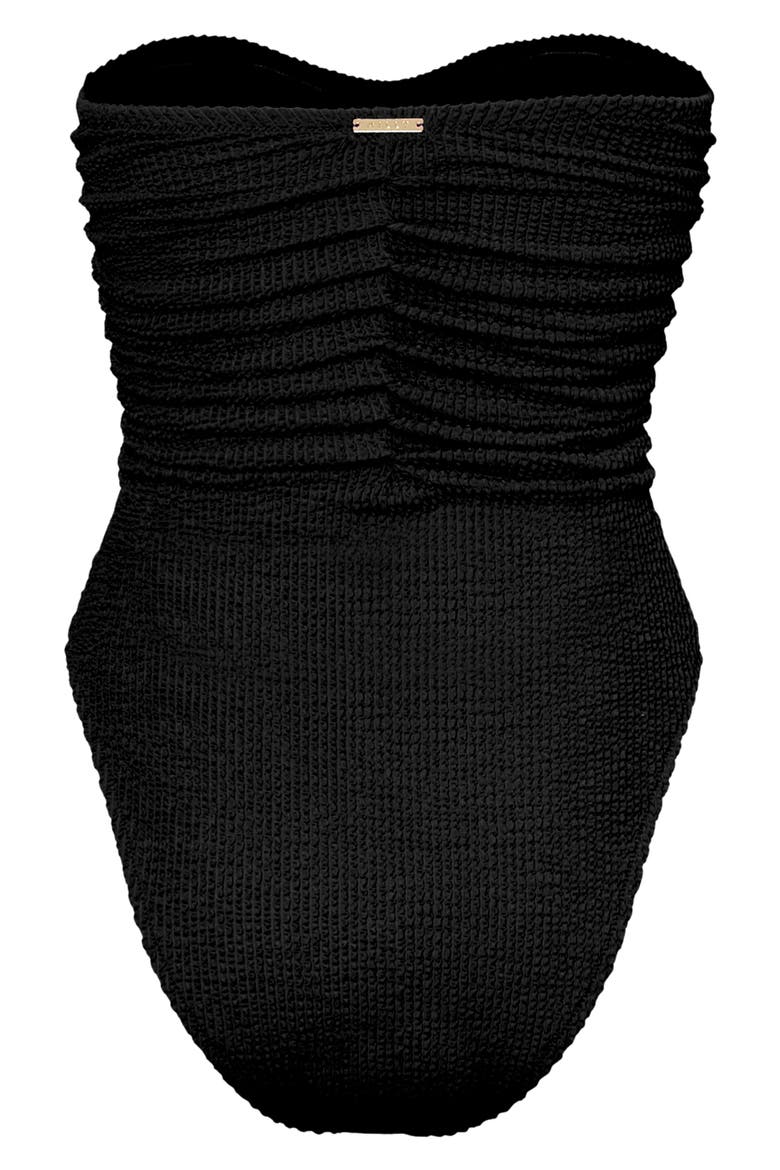 Textured Ruched One-Piece Swimsuit, Alternate, color, BLACK