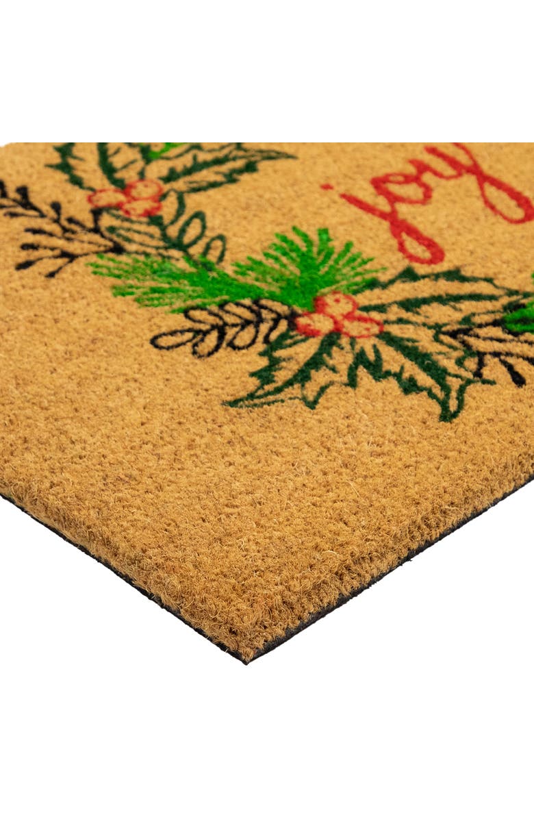 Northlight Natural Coir "Joy" Wreath Christmas Doormat 18" x 30", Alternate, color, 