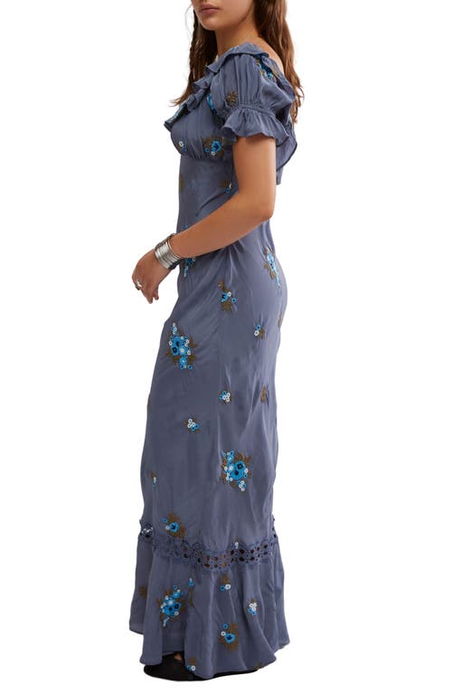 Free People Bali Santa Cruz Ruffle Dress In Vintage Indigo Combo