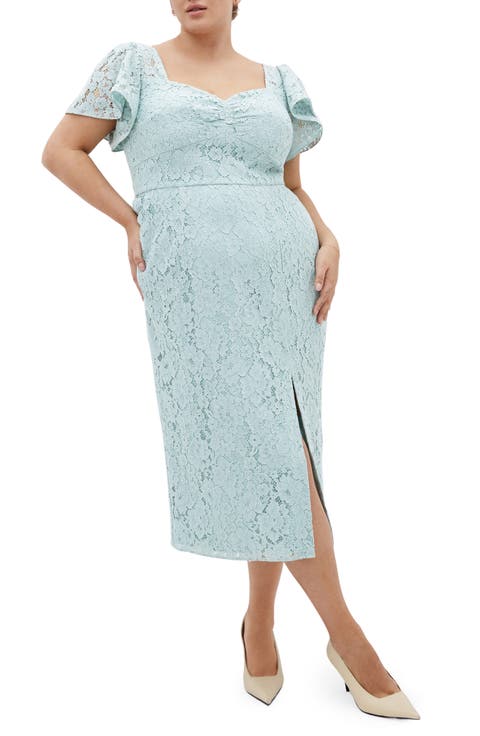Maisie Flutter Sleeve Lace Dress (Plus)