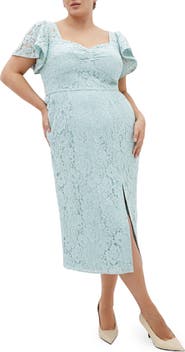 City Chic Maisie Flutter Sleeve Lace Dress