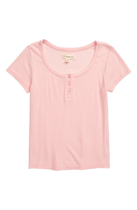 Hug Me Floral Ribbed Henley (Big Girl)