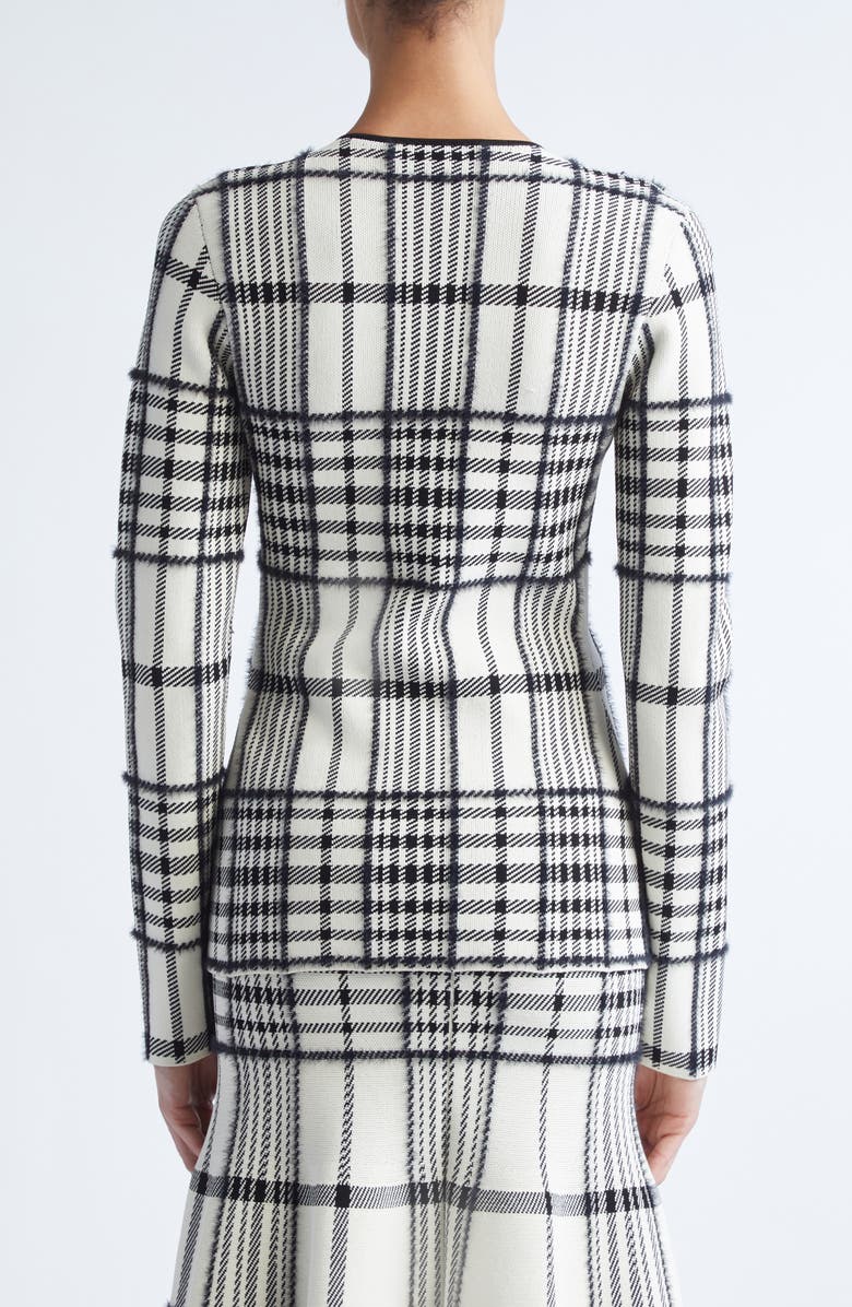 Brandon Maxwell Greer Plaid Jacquard Cardigan, Alternate, color, Ivory Plaid