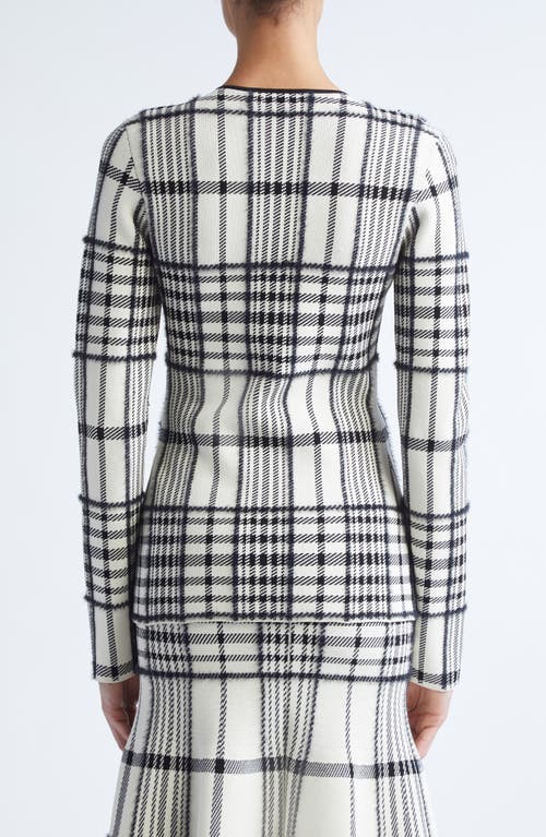 Brandon Maxwell Greer Plaid Jacquard Cardigan In Black