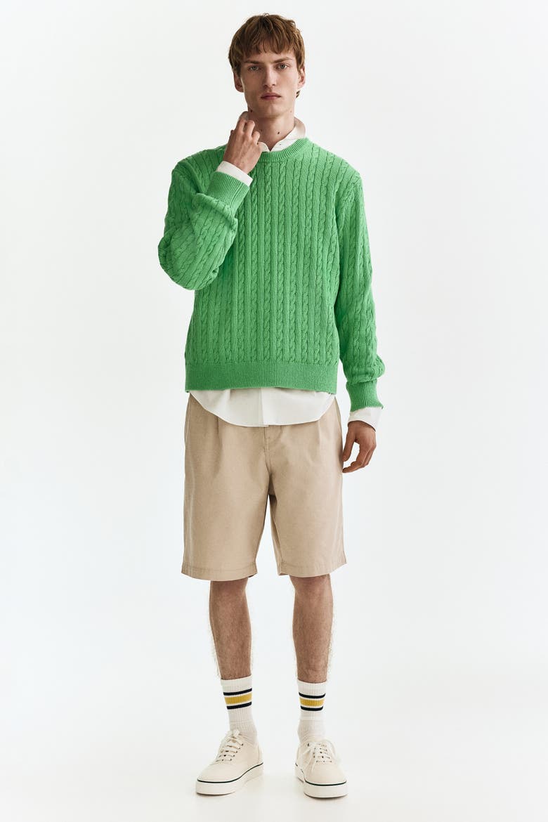 Regular Fit Cable-knit Jumper, Alternate, color, Green