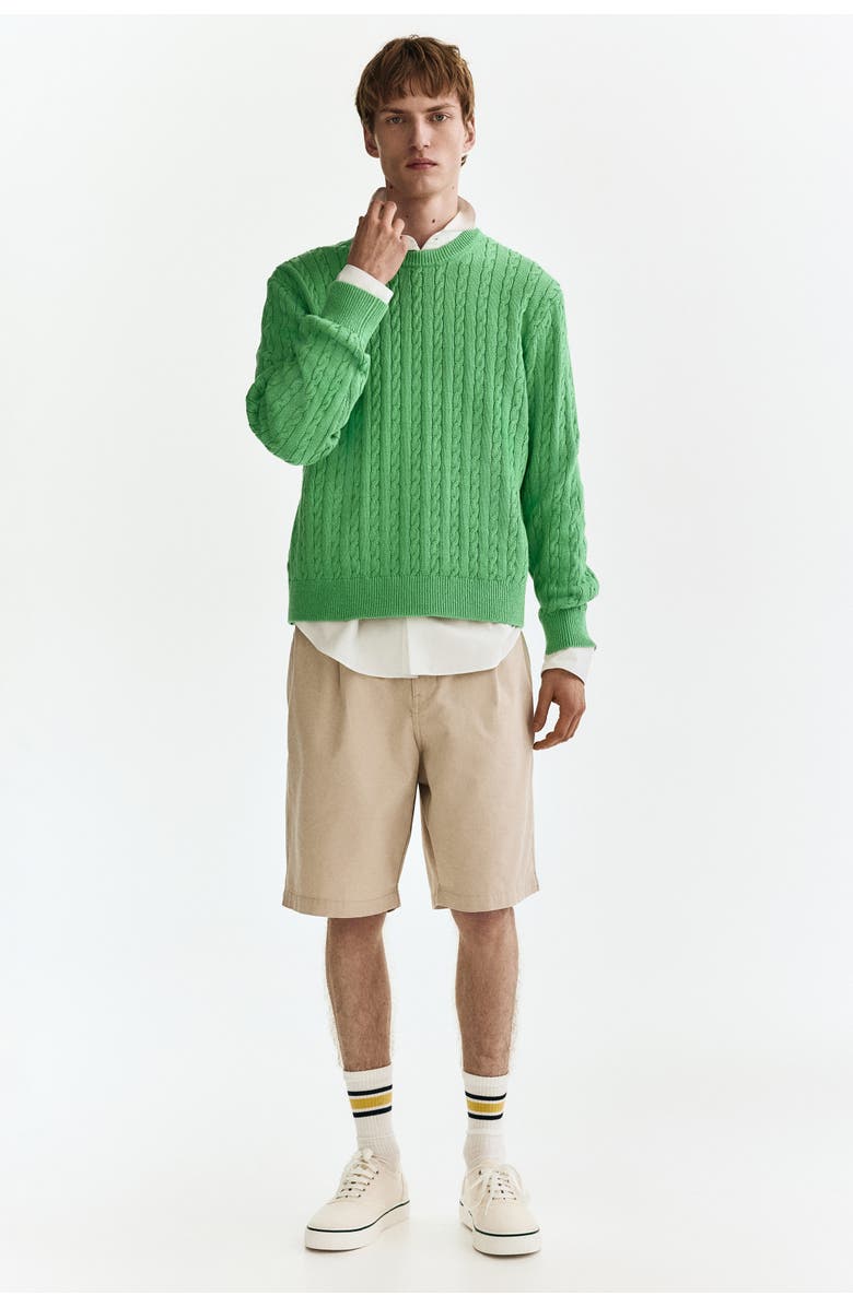 H&M Regular Fit Cable-knit Jumper, Alternate, color, Green
