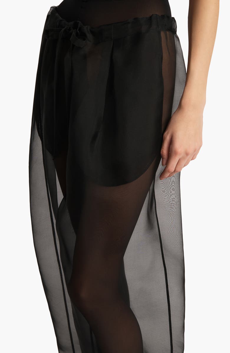 Khaite Trenton Sheer Silk Blend Organza Drawstring Pants, Alternate, color, Black