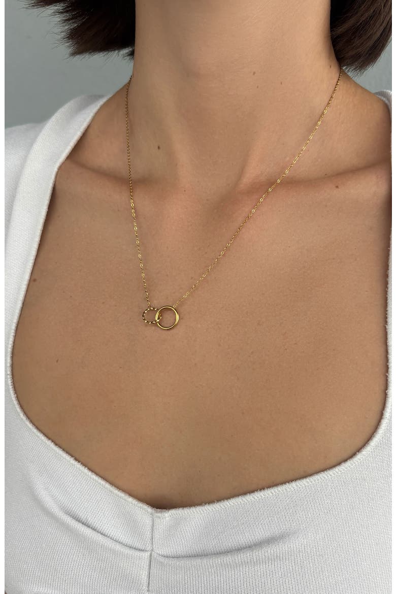 18k Gold Plated Interlocking Ring Pendant Necklace, Main, color, GOLD