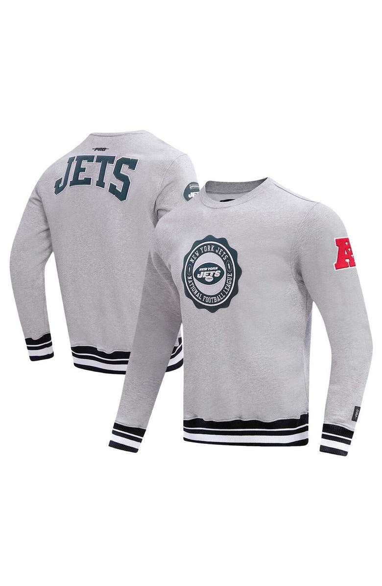 PRO STANDARD Men's Pro Standard Heather Gray New York Jets Crest Emblem Pullover Sweatshirt, Main, color, 