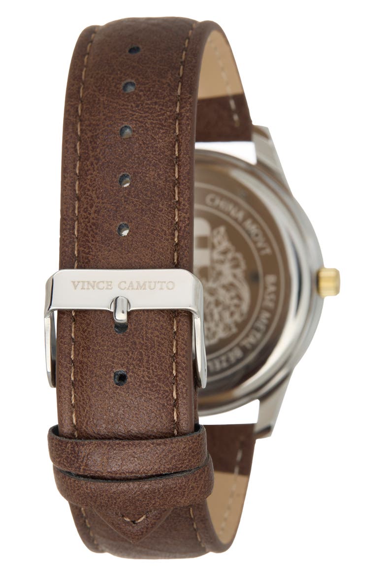 Faux Leather Strap Watch, 44mm, Alternate, color, MULI COLOR