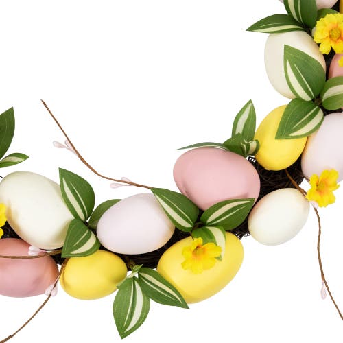 Northlight Easter Eggs And Flower Buds Artificial Wreath In Pink