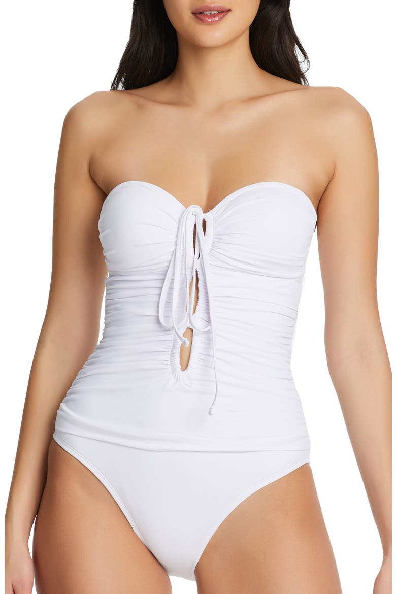 Kore Bandeau One-Piece Swimsuit, Alternate, color, WHITE