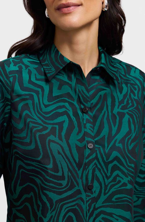 Foxcroft Hampton Print Button-up Shirt In Green