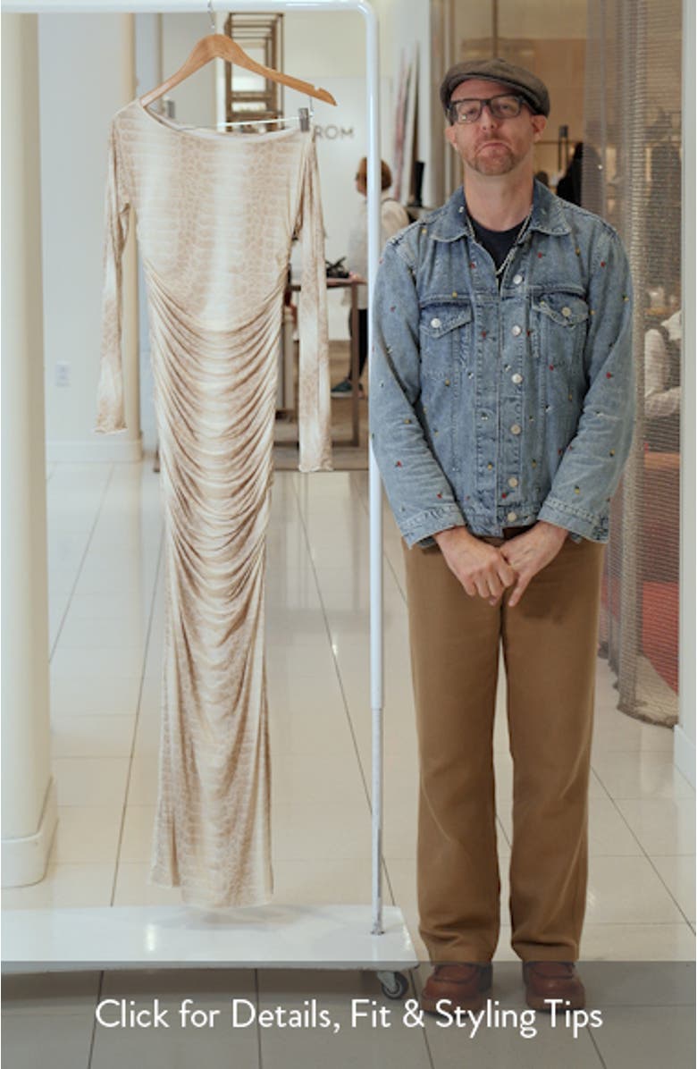 Ruched Off the Shoulder Long Sleeve Maxi Dress, sales video thumbnail