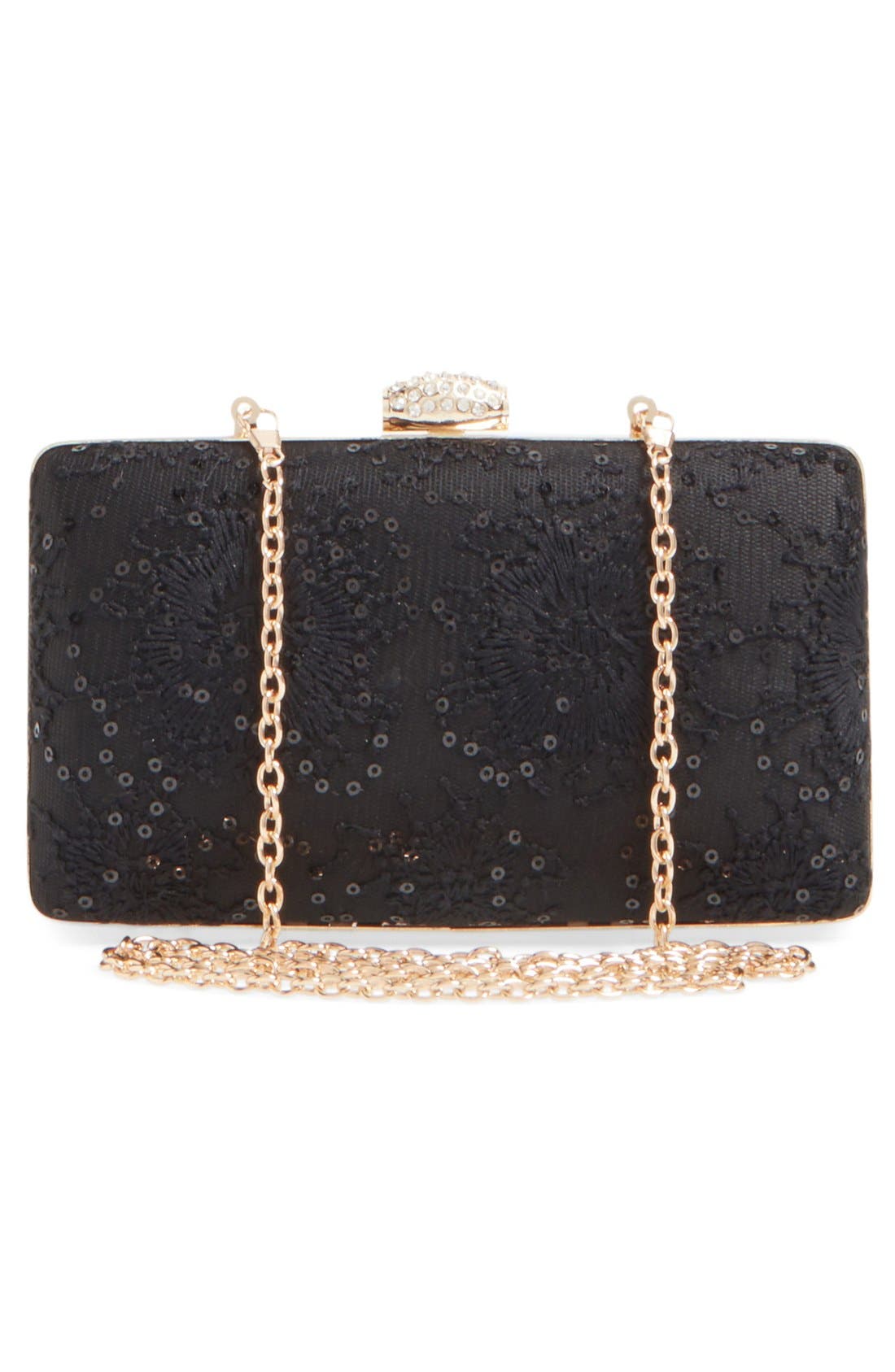'Noelle' Lace Clutch, Alternate, color, BLACK