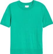 Caslon® Short Sleeve Merino Wool Blend Sweater Top