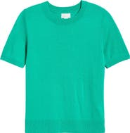 Caslon® Short Sleeve Merino Wool Blend Sweater Top